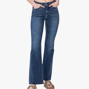 JUDY BLUE Boot Cut Stretch, Raw Cut Hem Jeans Style JB82550DK Medium Wash Sz 32